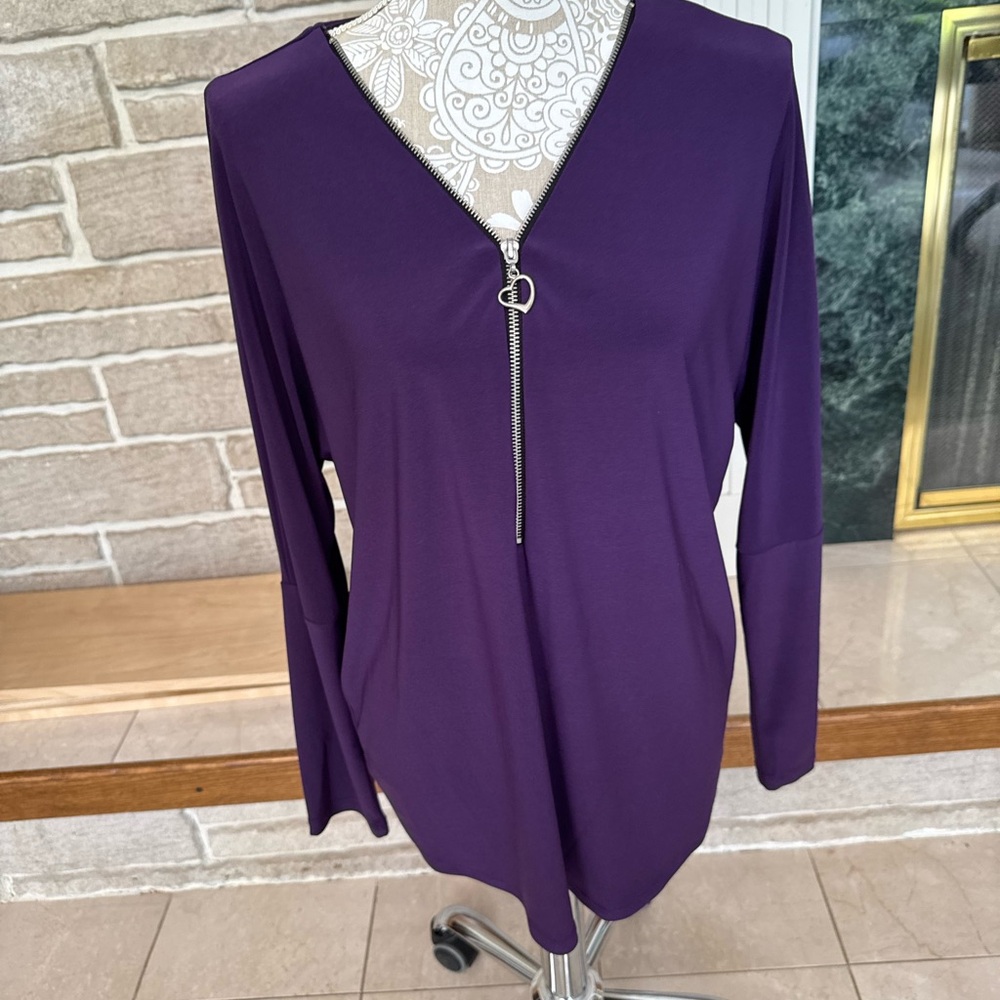 Last Tango Purple Tunic Zipper detail size Large